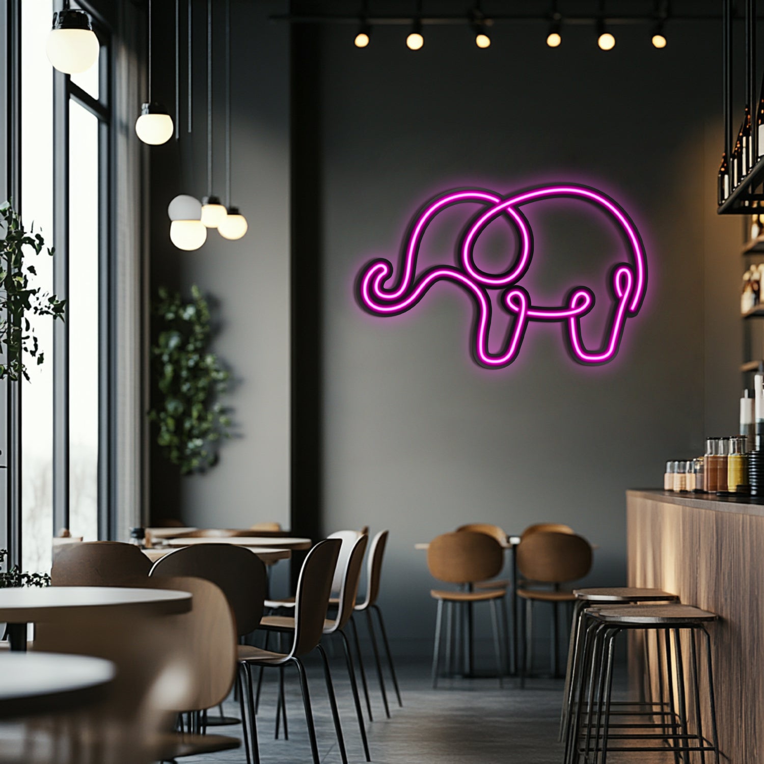 Elephant Metal Neon Wall Art- LN0020