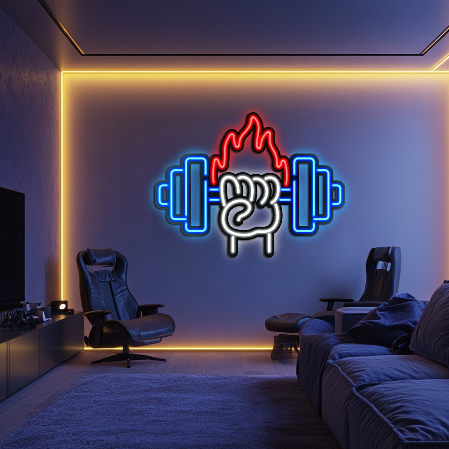 Fire Power Metal Neon Wall Art- LN0072