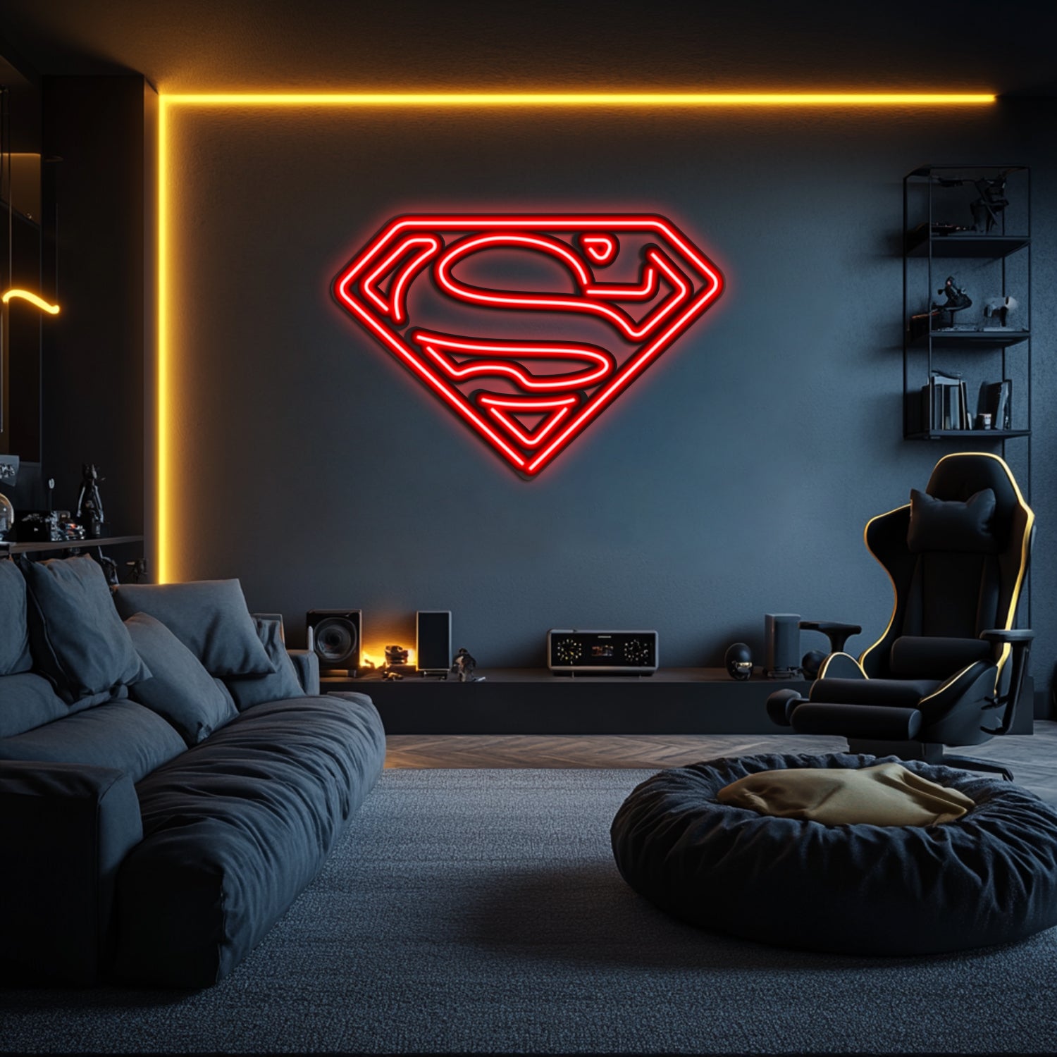 Superman Emblem Metal Neon Wall Art- LN0082