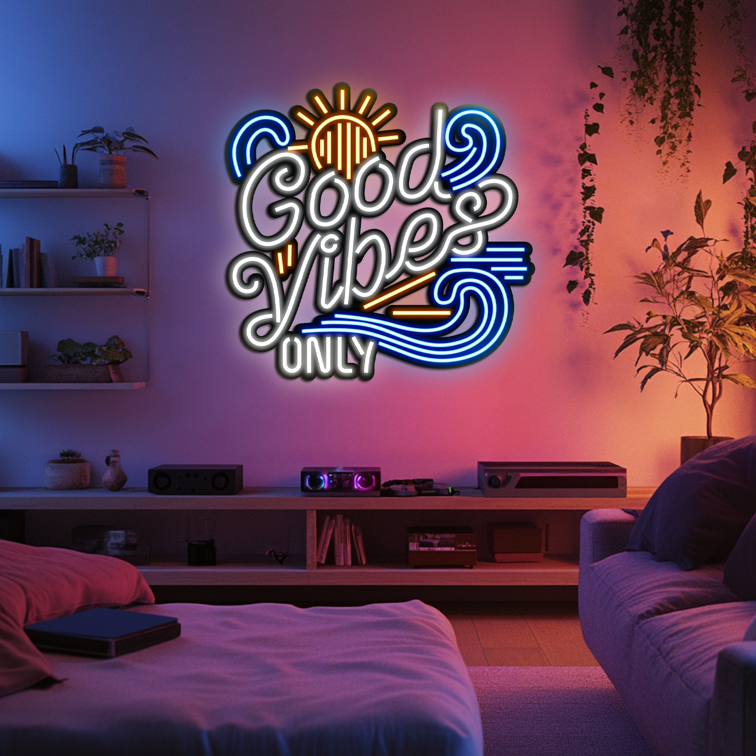 Good Vibes Only Metal Neon Wall Art- LN0086