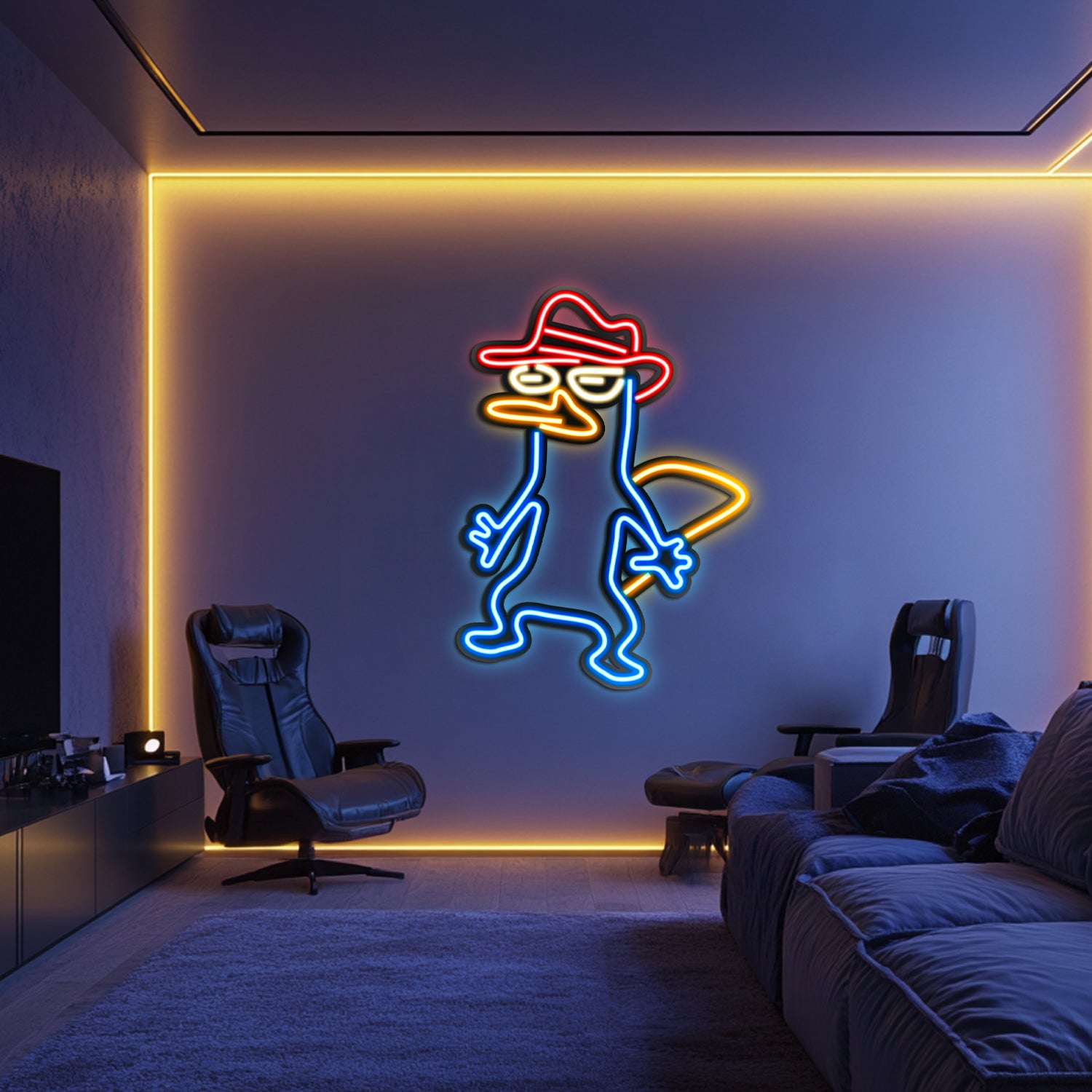 Perry the Platypus Metal Neon Wall Art- LN0251