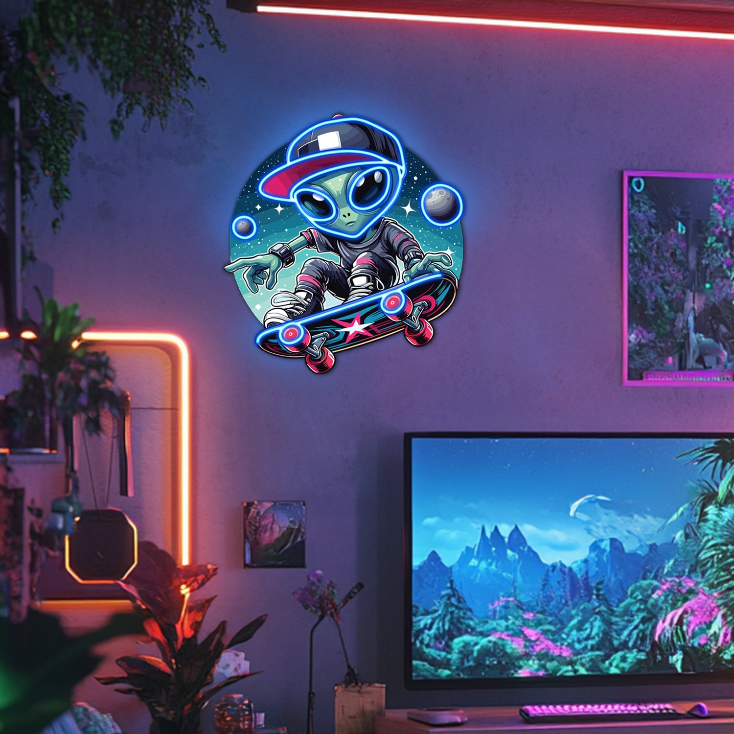 UV Printed Alien Neon Wall Art- LV0082