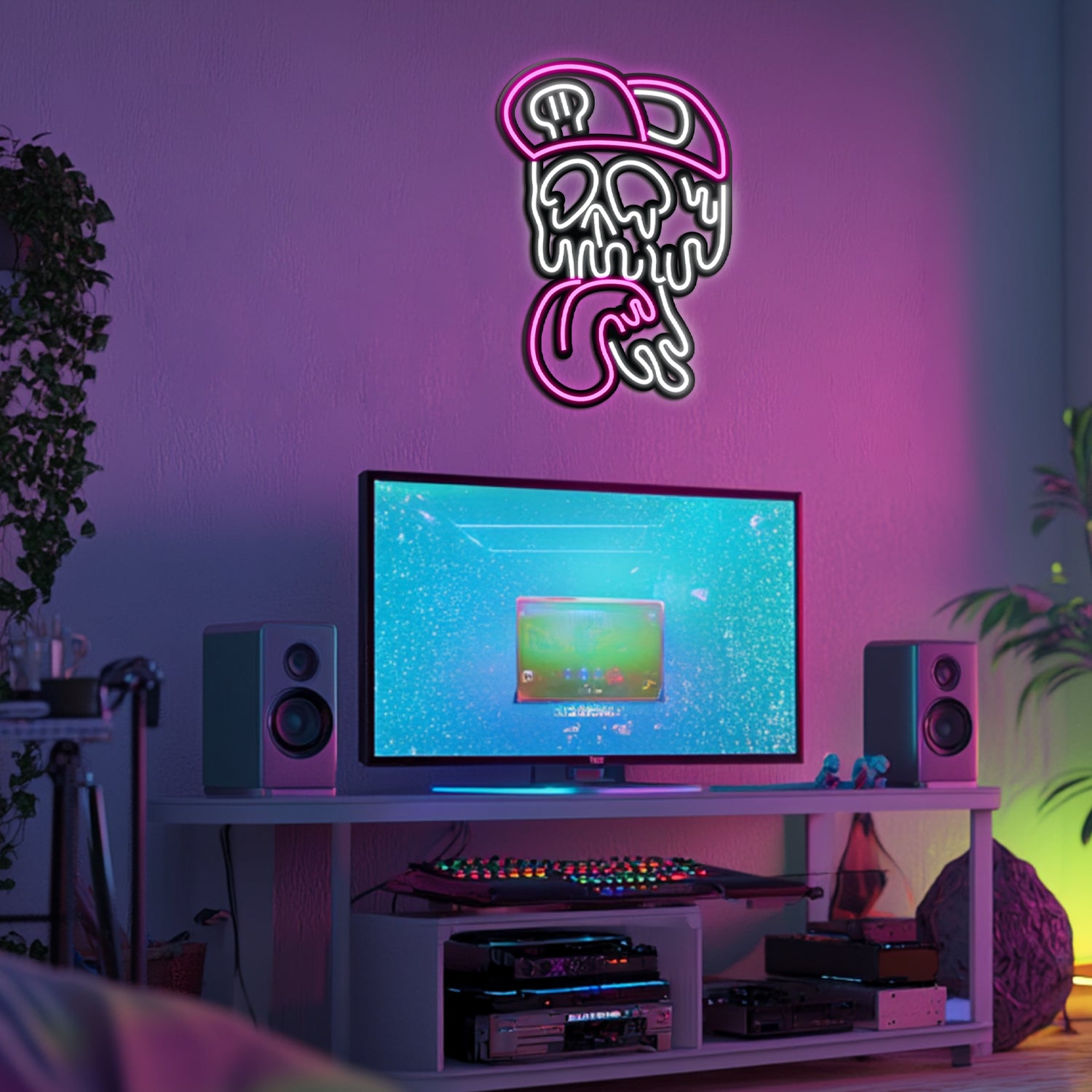 Skull Metal Neon Wall Art- LN0050