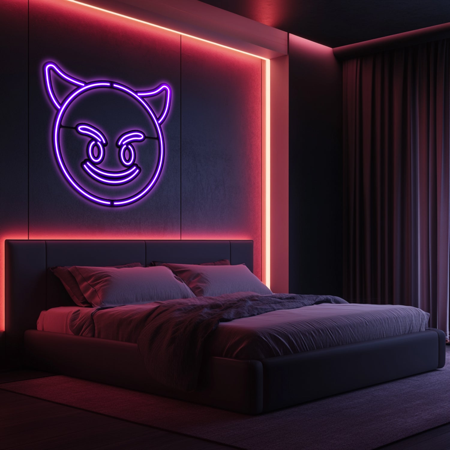 Emoji Devil Metal Neon Wall Art- LN0057