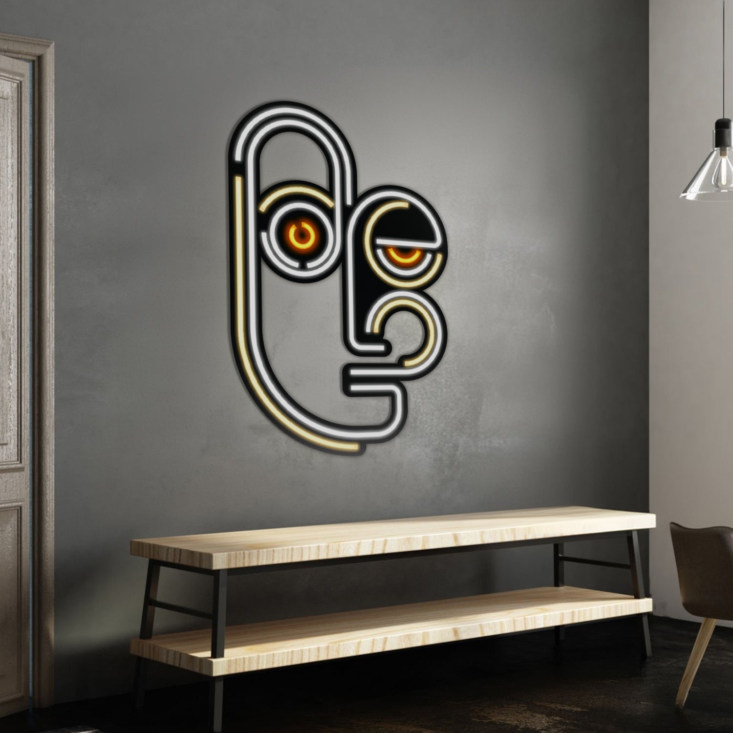 Abstract Line Art Metal Neon Wall Art- LN0005