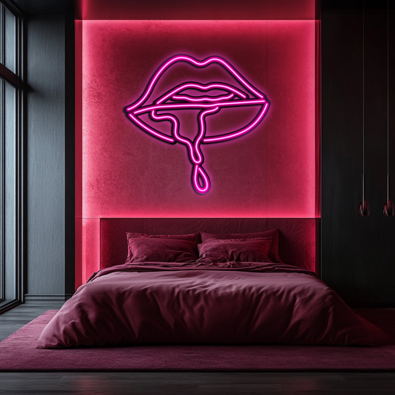 Dripping Lips Metal Neon Wall Art- LN0067