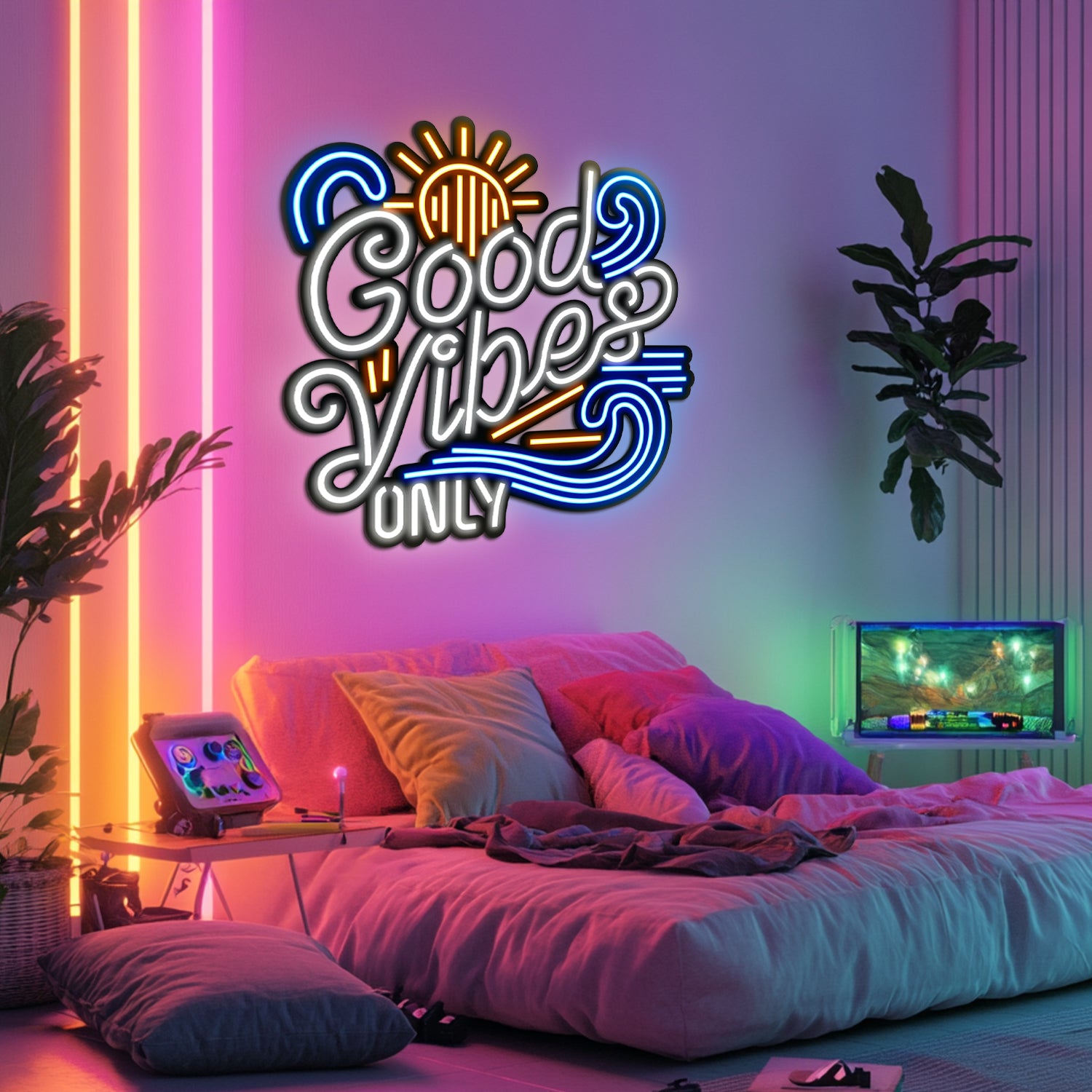 Good Vibes Only Metal Neon Wall Art- LN0086