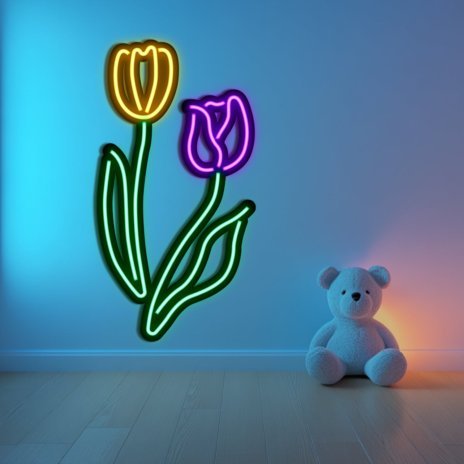 Flowers Metal Neon Wall Art- LN0014