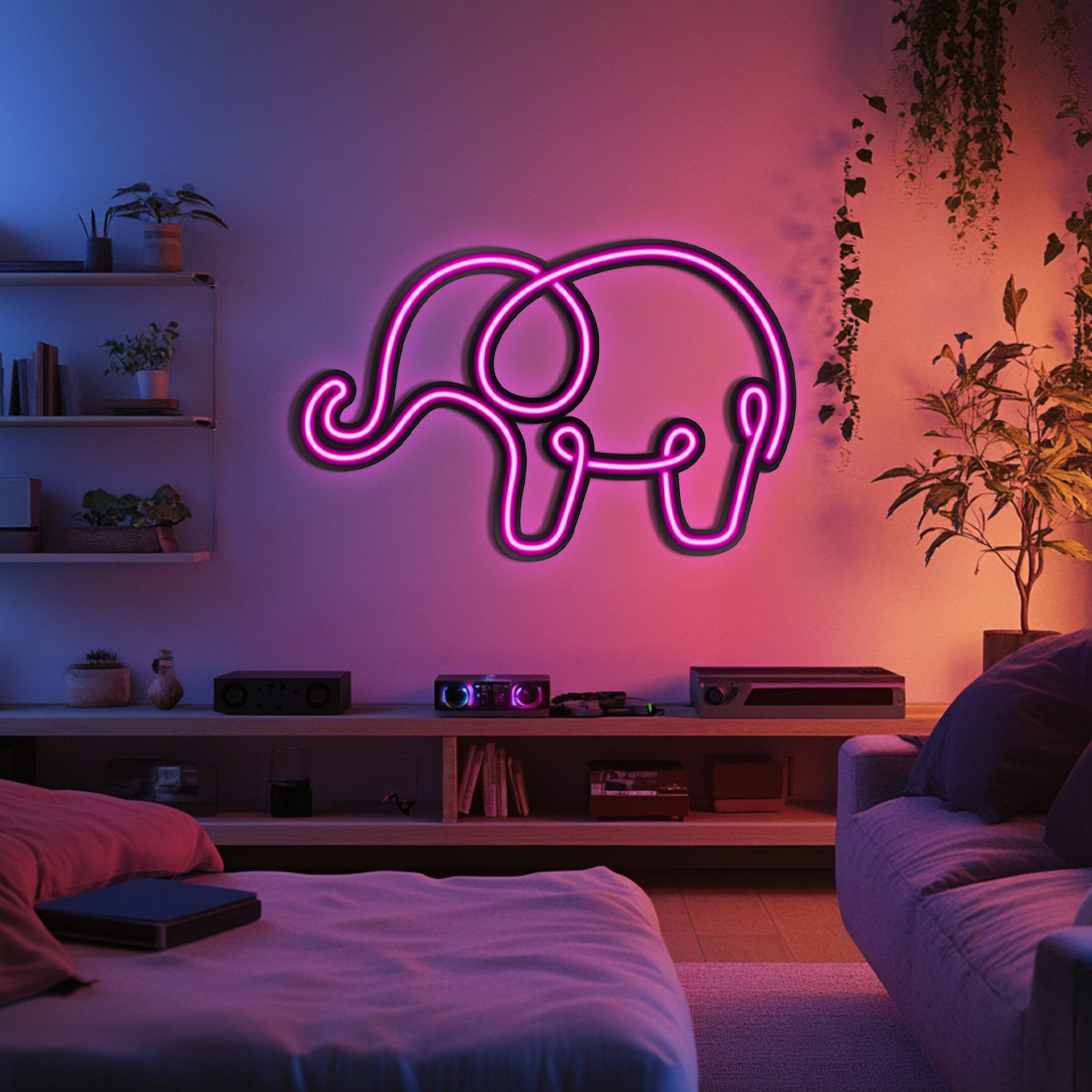 Elephant Metal Neon Wall Art- LN0020