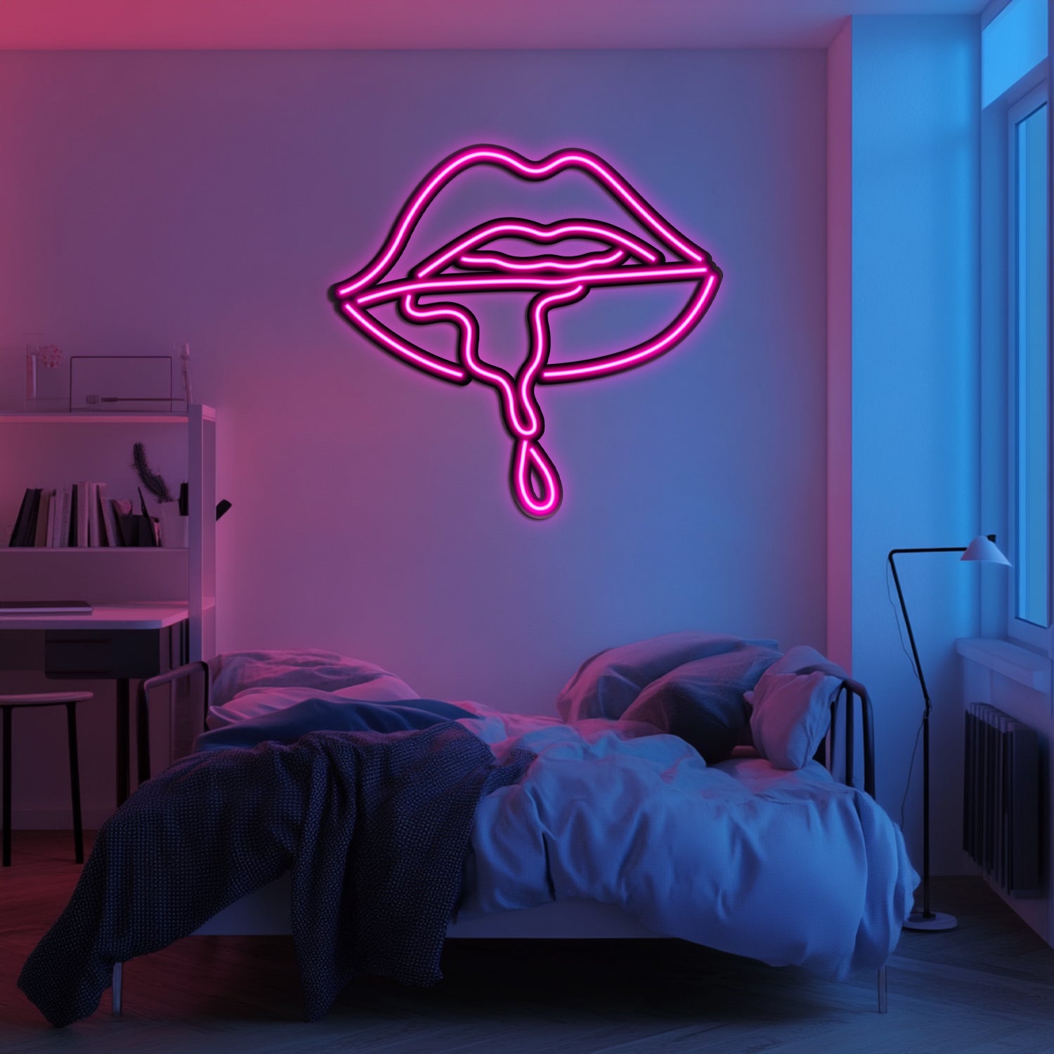 Dripping Lips Metal Neon Wall Art- LN0067