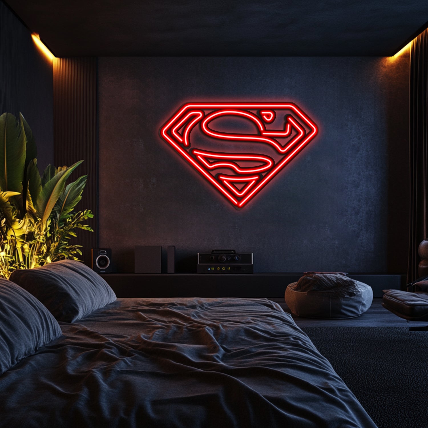 Superman Emblem Metal Neon Wall Art- LN0082