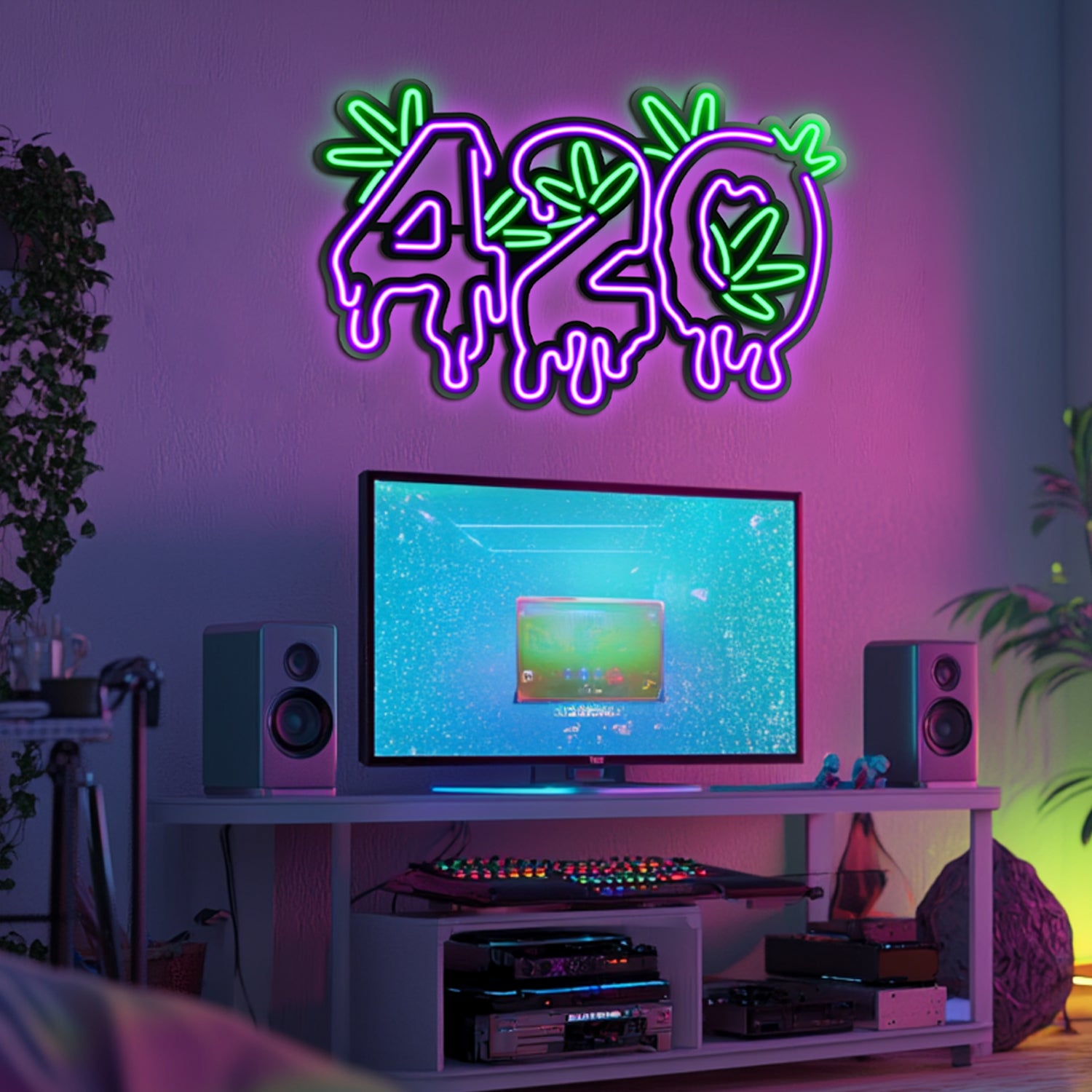 Weed Metal Neon Wall Art- LN0088