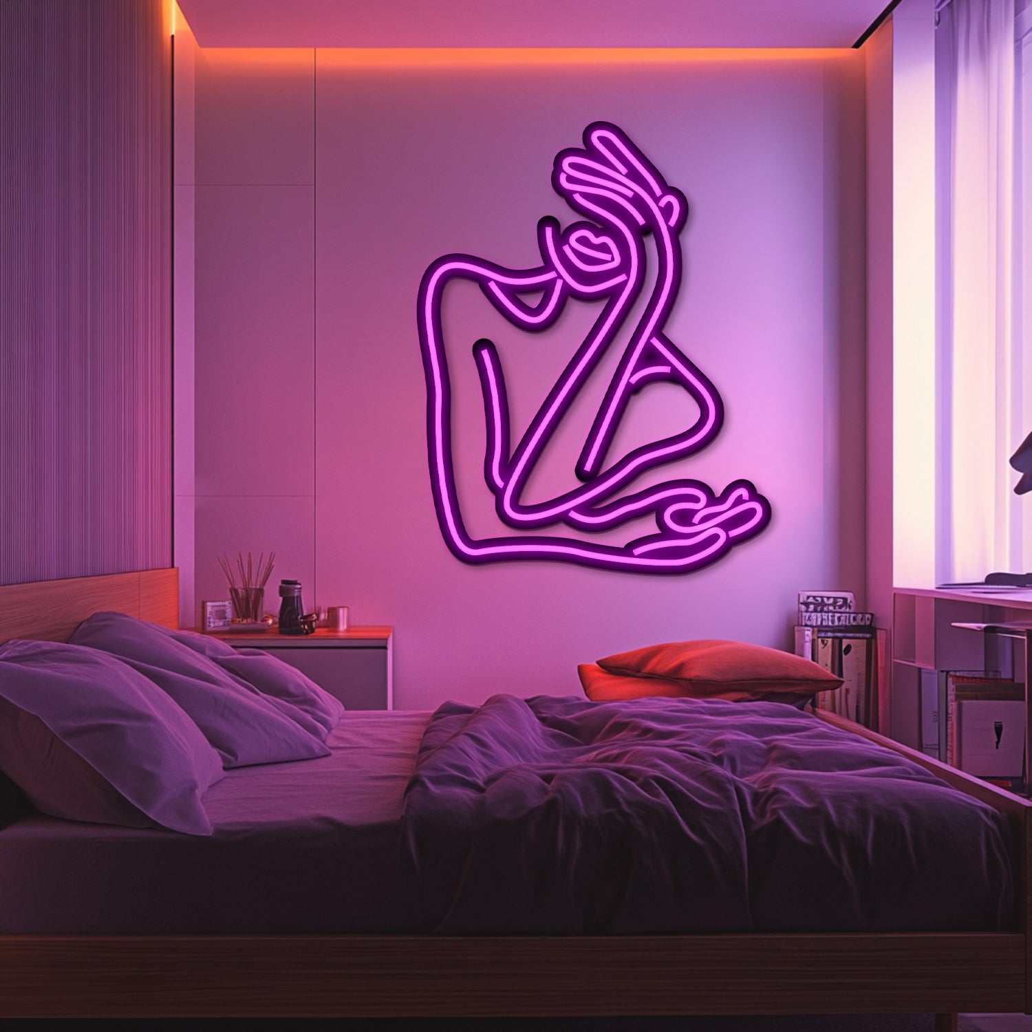 Contemplative Moment Metal Neon Wall Art- LN0169