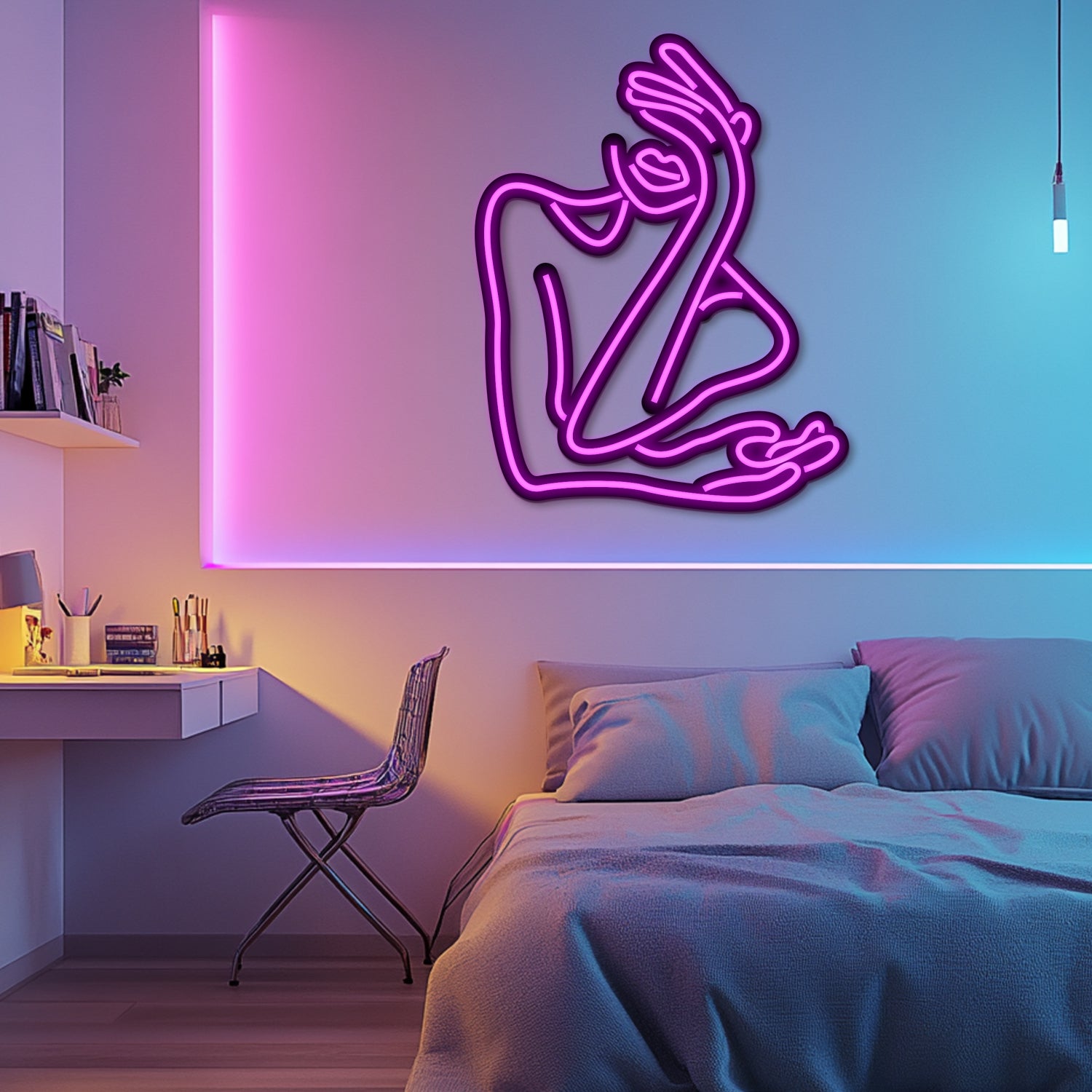 Contemplative Moment Metal Neon Wall Art- LN0169