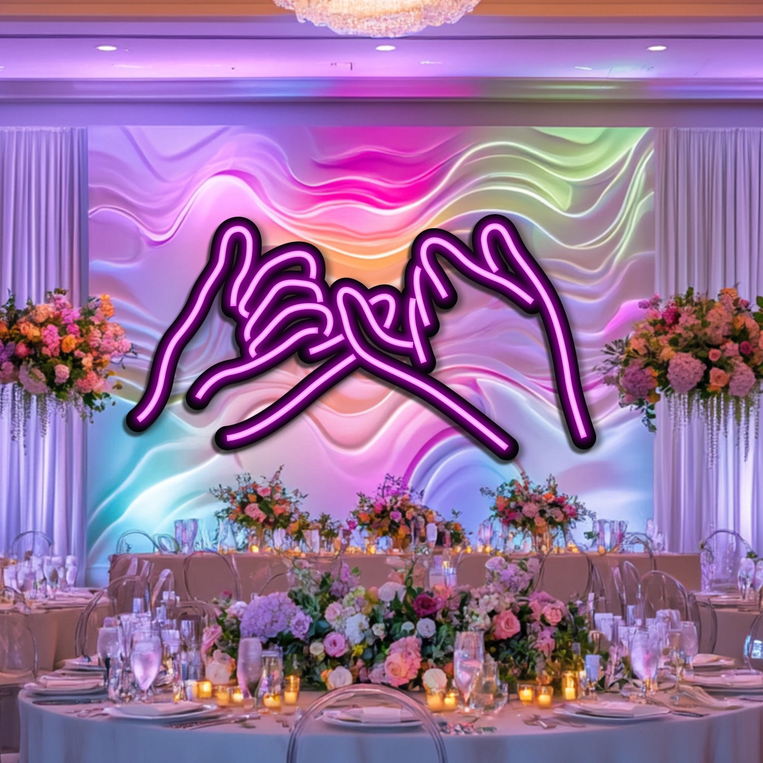 Hand in Hand Wedding Metal Neon Wall Art- LN0151