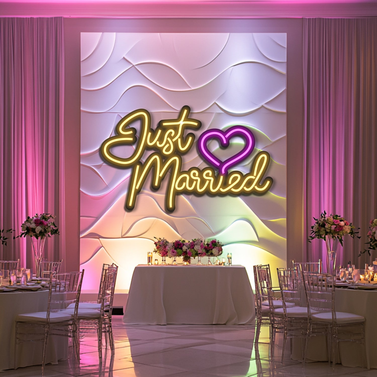Just Married Wedding Metal Neon Wall Art- LN0153