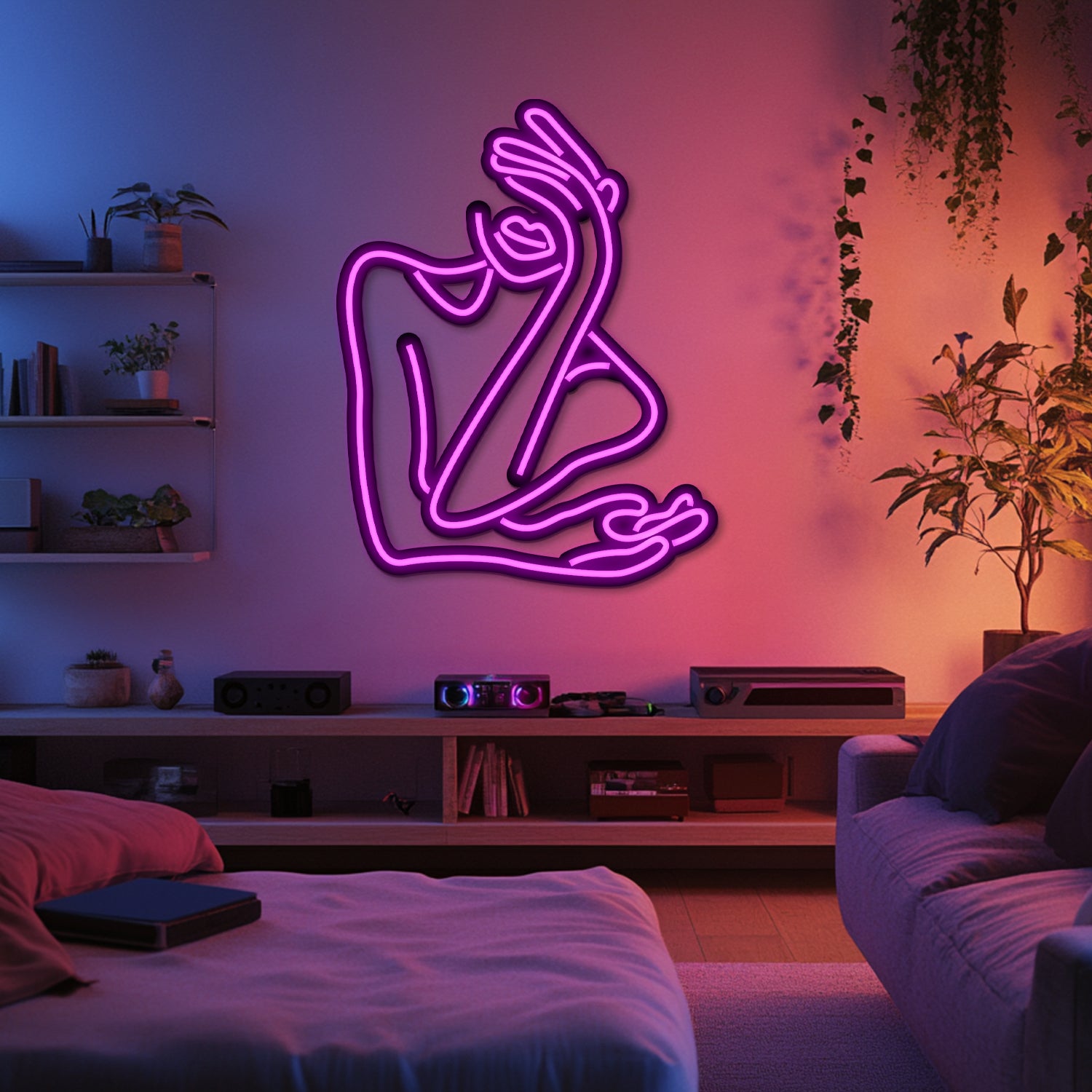 Contemplative Moment Metal Neon Wall Art- LN0169