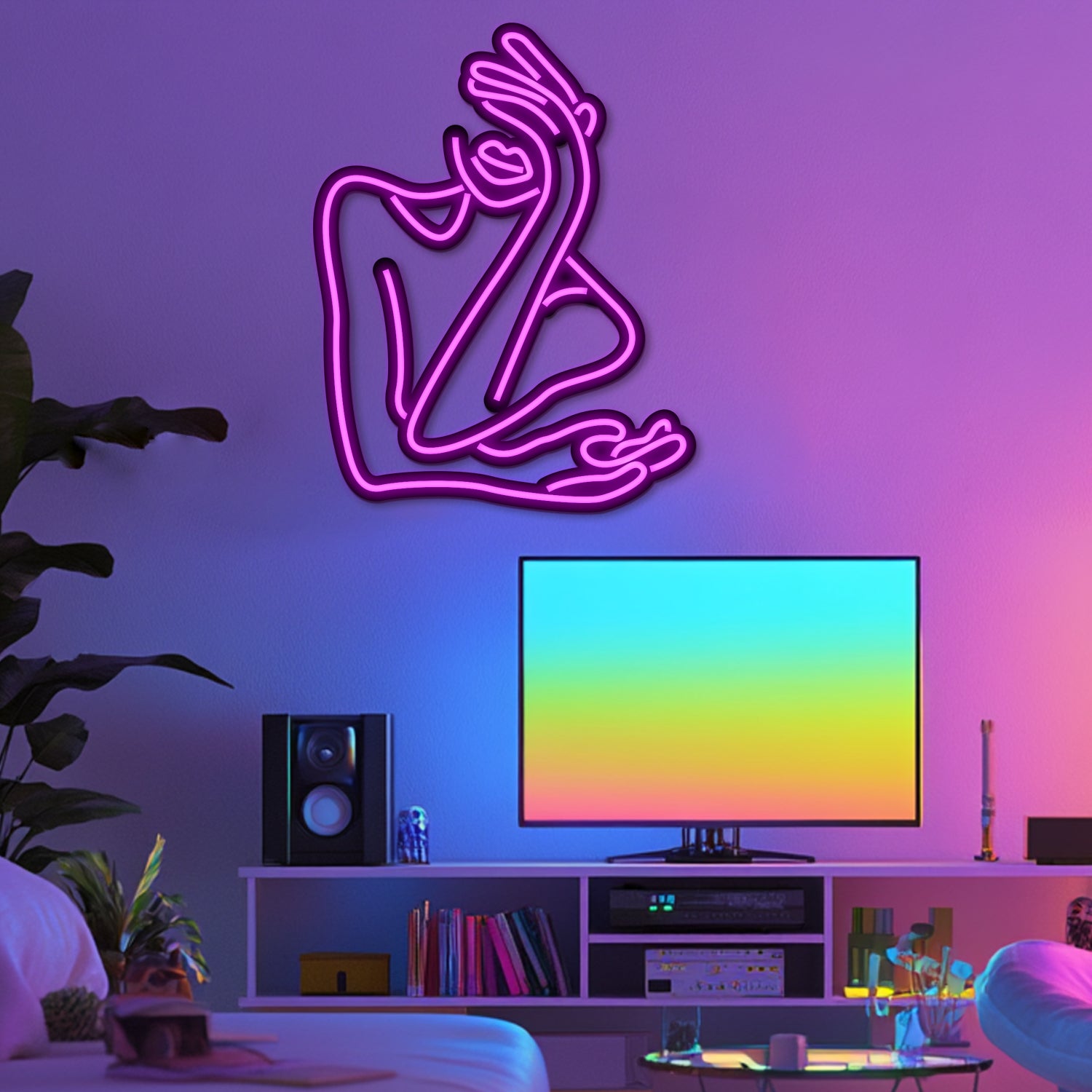 Contemplative Moment Metal Neon Wall Art- LN0169