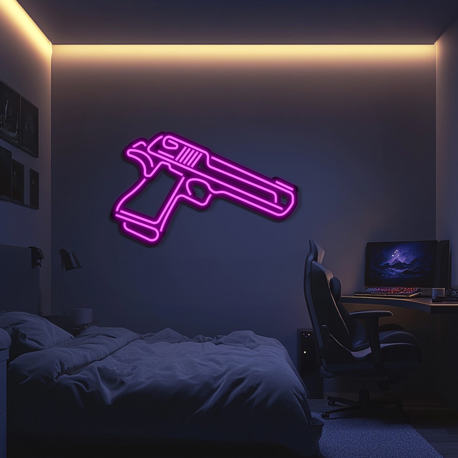 Deagle Weapon Metal Neon Wall Art- LN0125